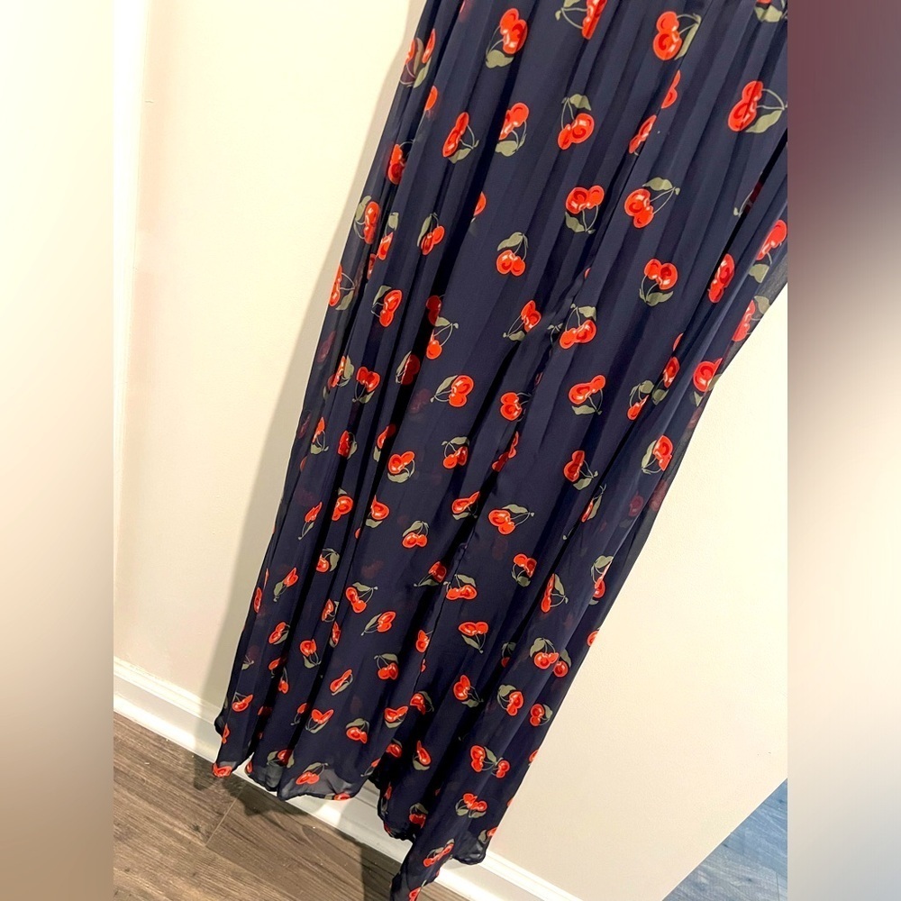 Long Navy Dress with Cherry Print - Picture 4 of 4